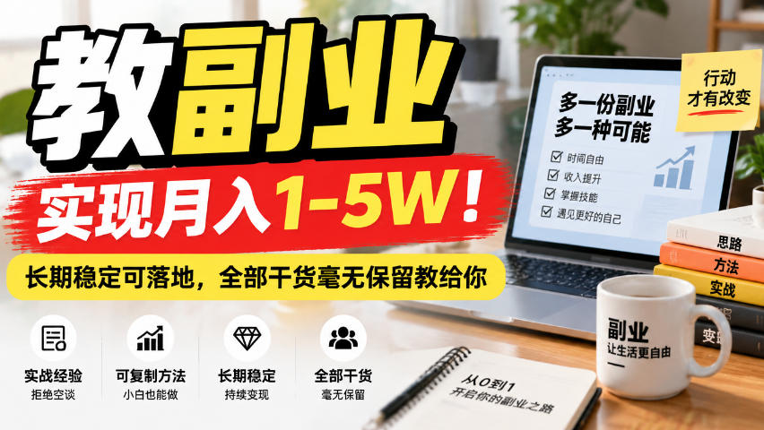 “教副业”实现月入1-5W！长期稳定可落地，全部干货毫无保留教给你【揭秘】-翌晨科技网