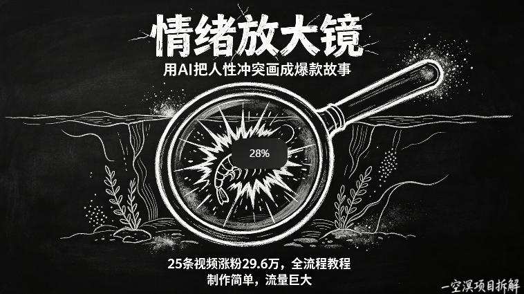 AI制作“情绪放大镜“视频，25条视频涨粉29.6W粉，流量巨大，制作简单，全流程教程-翌晨科技网