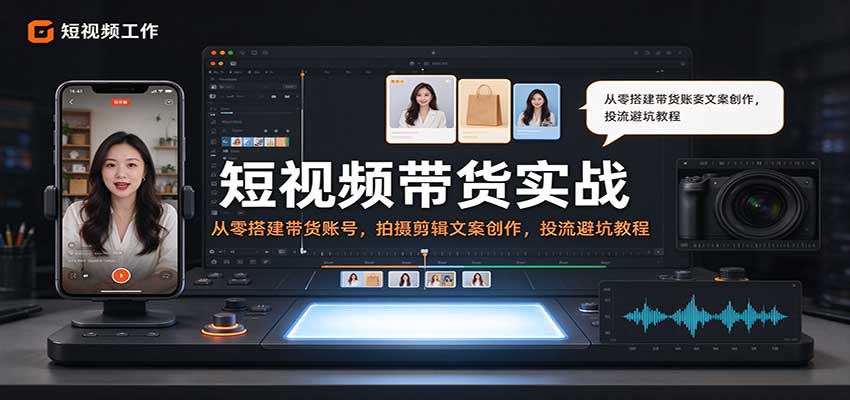 短视频带货实战：从零搭建带货账号，拍摄剪辑文案创作，投流避坑教程-翌晨科技网