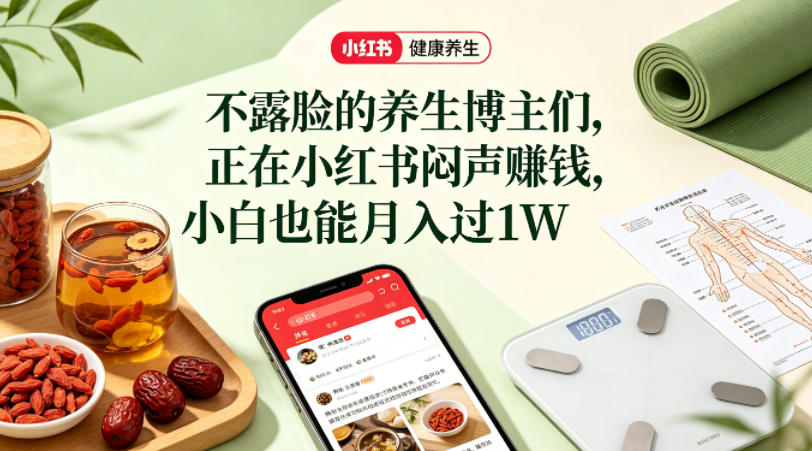 小红书健康养生科普图文赛道，不露脸的养生博主们，正在小红书闷声賺钱，小白也能月入过1W-翌晨科技网