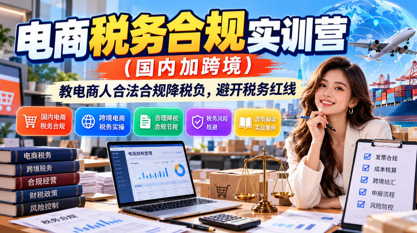 电商税务合规实训营（国内加跨境），教电商人合法合规降税负，避开税务红线-翌晨科技网