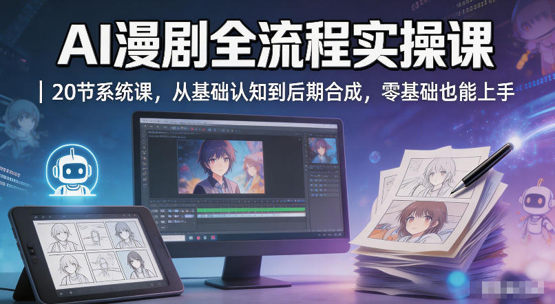 AI漫剧全流程实操课｜20节系统课，从基础认知到后期合成，零基础也能上手-翌晨科技网