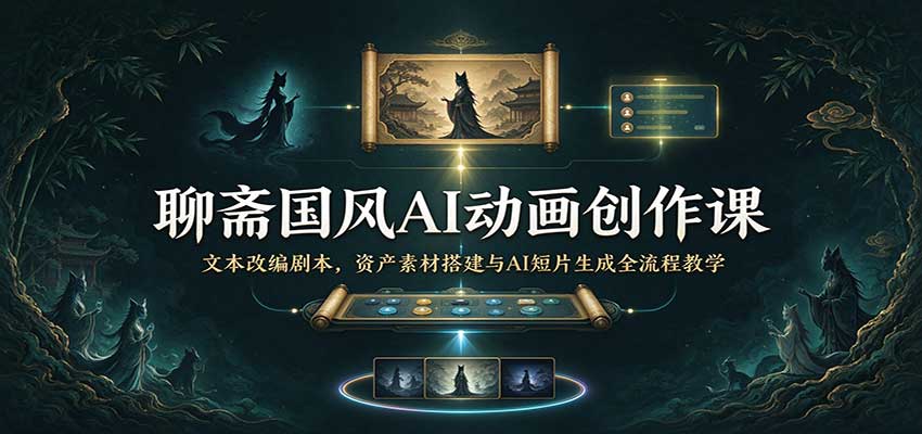 聊斋国风AI动画创作课：文本改编剧本，资产素材搭建与AI短片生成全流程教学-翌晨科技网