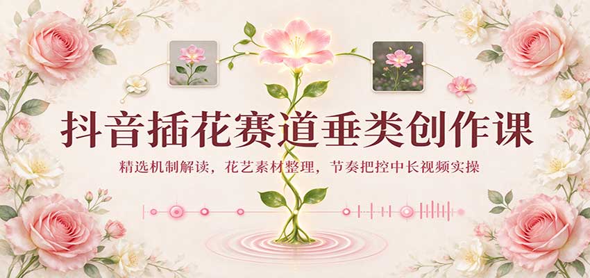 抖音插花赛道垂类创作课：精选机制解读，花艺素材整理，节奏把控中长视频实操-翌晨科技网
