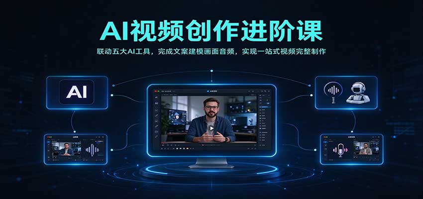 AI视频创作进阶课:联动五大AI工具,完成文案建模画面音频,实现一站式视频完整制作-翌晨科技网