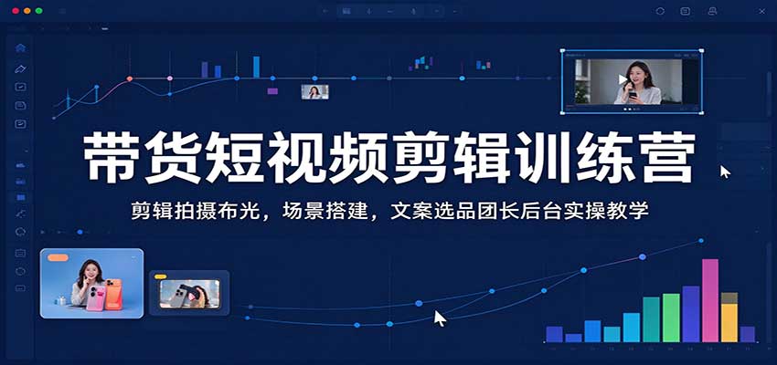 带货短视频剪辑训练营：剪辑拍摄布光，场景搭建，文案选品团长后台实操教学-翌晨科技网