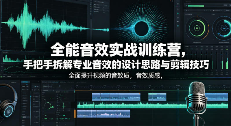 全能音效实战训练营，手把手拆解专业音效的设计思路与剪辑技巧，全面提升视频的音效质感-翌晨科技网
