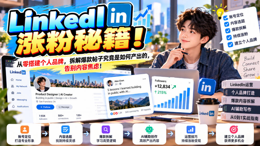 LinkedIn涨粉秘籍！从零搭建个人品牌，拆解爆款帖子究竟是如何产出的，告别内容焦虑！【原创双语字幕】-翌晨科技网
