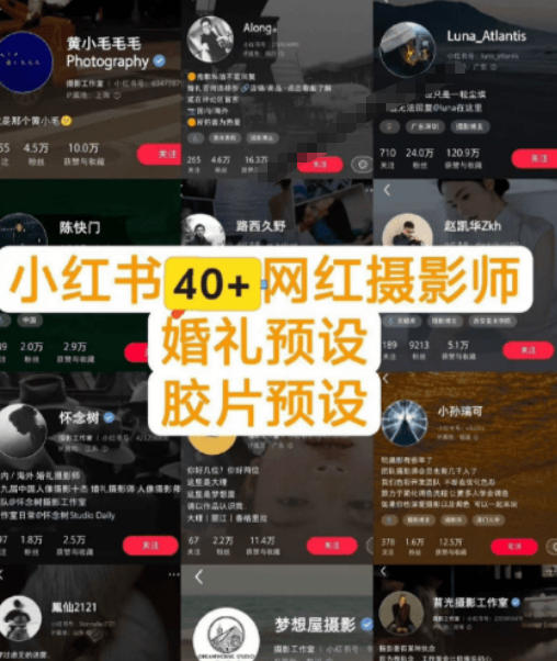 图片[2]-独家高质量调色素材合集！精选小红书40+多位网红婚礼/人像/风光摄影师的预设，按姓名整理，建议收藏！-翌晨科技网