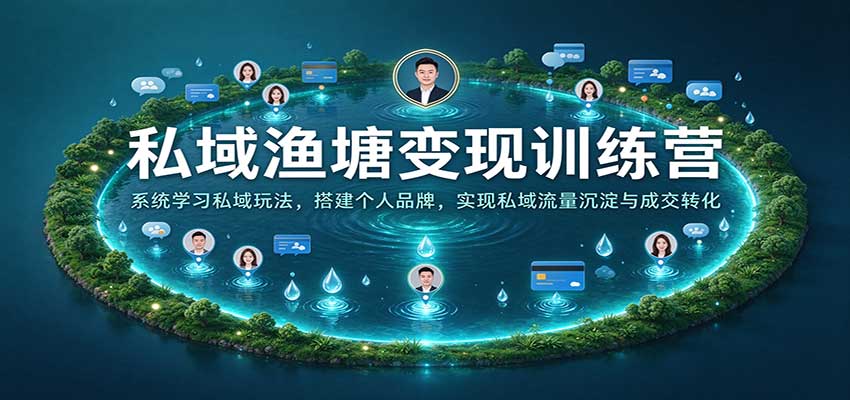私域渔塘变现训练营：系统学习私域玩法，搭建个人品牌，实现私域流量沉淀与成交转化-翌晨科技网