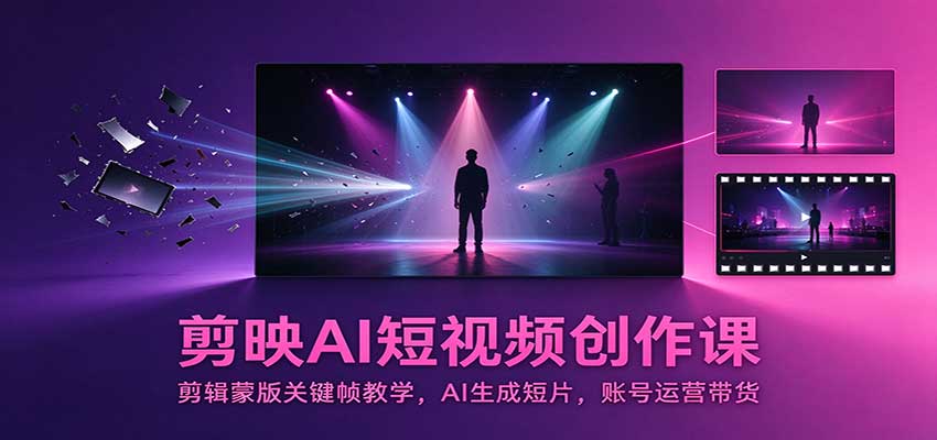 剪映AI短视频创作课：剪辑蒙版关键帧教学，AI生成短片，账号运营带货-翌晨科技网