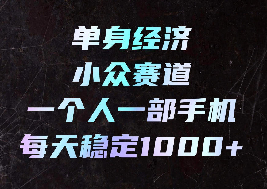 单身经济小众赛道，一个人一部手机，每天稳定1000+，利用下班碎片时间即可【揭秘】-翌晨科技网