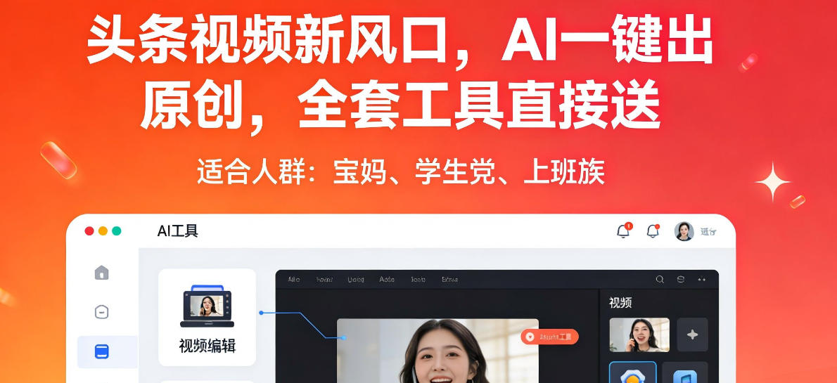 头条视频新风口，AI一键出原创，全套工具直接送，人人可做，有手就行【揭秘】-翌晨科技网