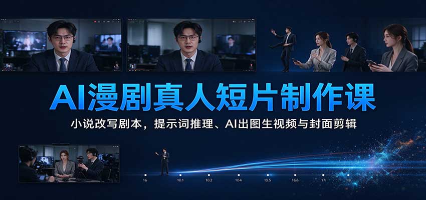 AI漫剧真人短片制作课：小说改写剧本，提示词推理、AI出图生视频与封面剪辑-翌晨科技网