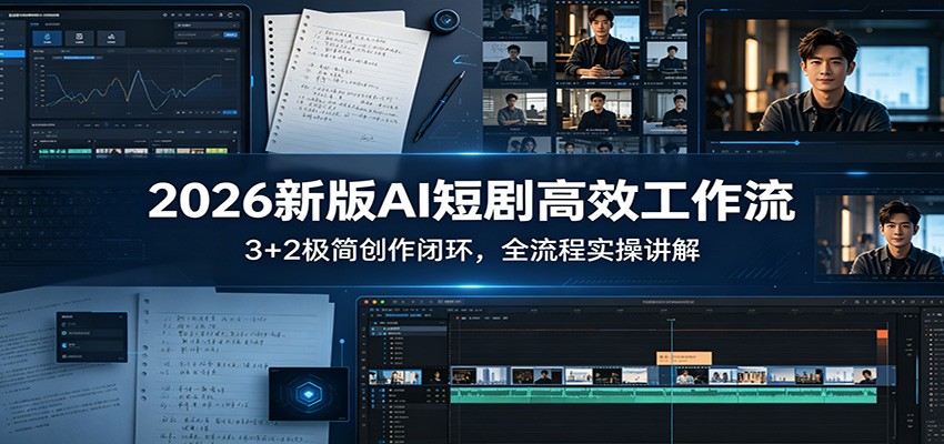 2026新版AI短剧高效工作流：3+2极简创作闭环，全流程实操讲解-翌晨科技网