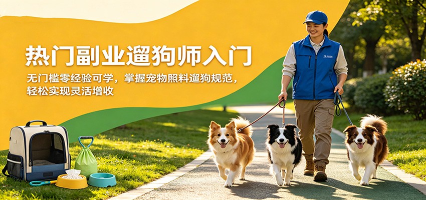 热门副业遛狗师入门，无门槛零经验可学，掌握宠物照料遛狗规范，轻松实现灵活增收-翌晨科技网