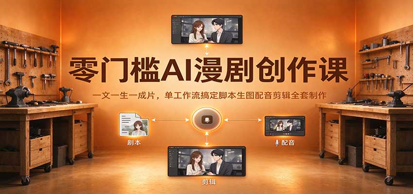 零门槛AI漫剧创作课：一文一生一成片，单工作流搞定脚本生图配音剪辑全套制作-翌晨科技网