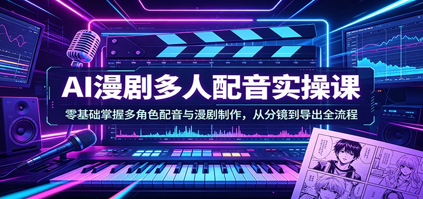 AI漫剧多人配音实操课：零基础掌握多角色配音与漫剧制作，从分镜到导出全流程-翌晨科技网