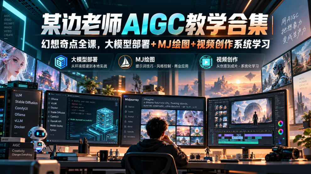 某边老师AIGC教学合集｜幻想奇点全课，大模型部署+MJ绘图+视频创作系统学习-翌晨科技网
