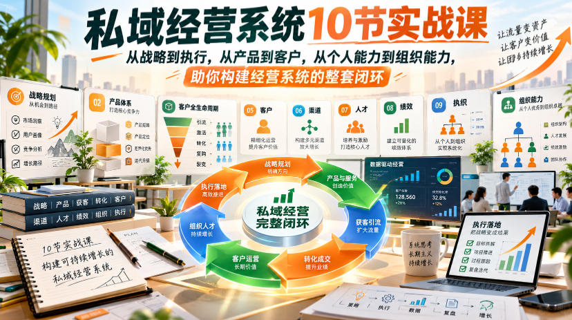 私域经营系统10节实战课，从战略到执行，从产品到客户，从个人能力到组织能力，助你构建经营系统的整套闭环-翌晨科技网