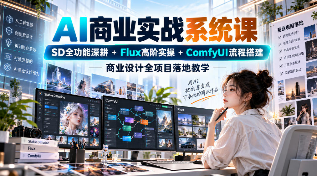 AI商业实战系统课｜SD全功能深耕+Flux高阶实操+Comfyui流程搭建，商业设计全项目落地教学-翌晨科技网