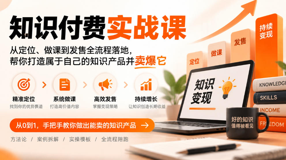 知识付费实战课：从定位、做课到发售全流程落地，帮你打造属于自己的知识产品并卖爆它-翌晨科技网