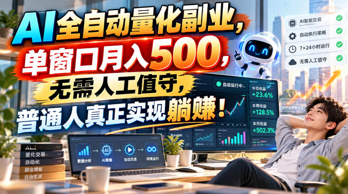AI全自动量化副业，单窗口月入500，无需人工值守，普通人真正实现躺賺！【揭秘】-翌晨科技网