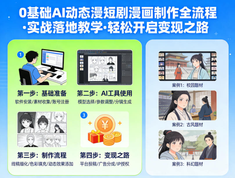 0基础AI动态漫短剧漫画制作全流程，实战落地教学，轻松开启变现之路-翌晨科技网