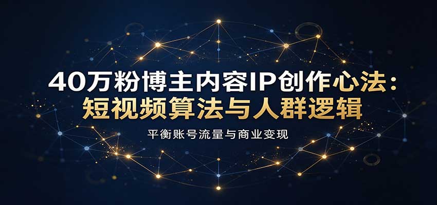40万粉博主内容IP创作心法：短视频算法与人群逻辑，平衡账号流量与商业变现-翌晨科技网