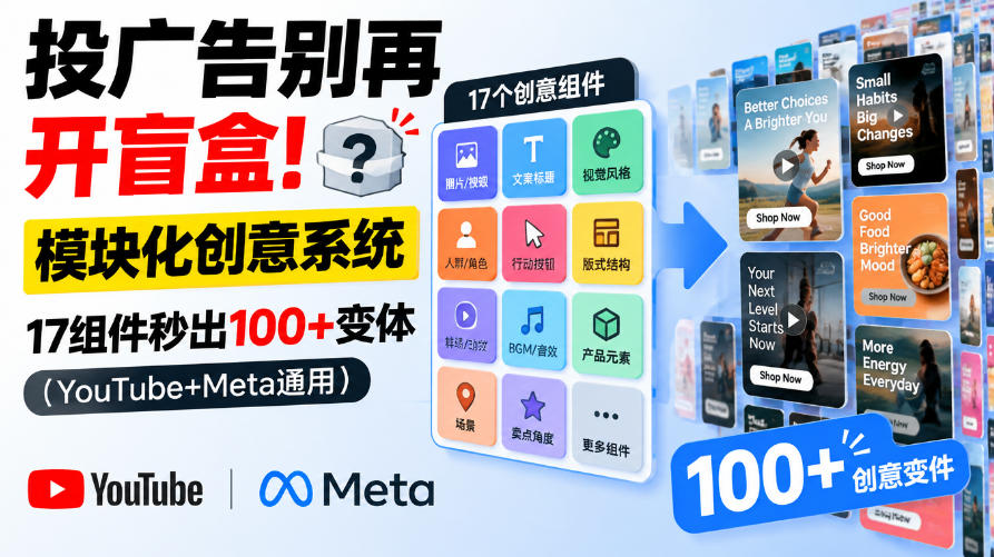投广告别再开盲盒！模块化创意系统，17组件秒出100+变体（YouTube+Meta通用）【原创双语字幕】-翌晨科技网