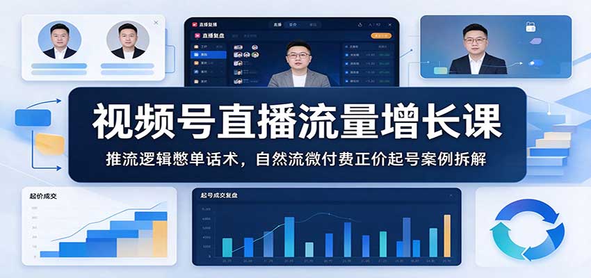 视频号直播流量增长课：推流逻辑憋单话术，自然流微付费正价起号案例拆解-翌晨科技网