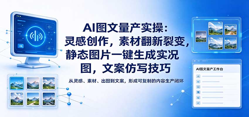 AI图文量产实操：灵感创作，素材翻新裂变，静态图片一键生成实况图，文案仿写技巧-翌晨科技网