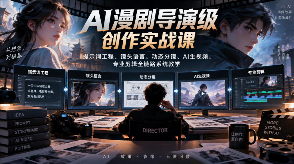 AI漫剧导演级创作实战课｜提示词工程、镜头语言、动态分镜、AI生视频、专业剪辑全链路系统教学-翌晨科技网