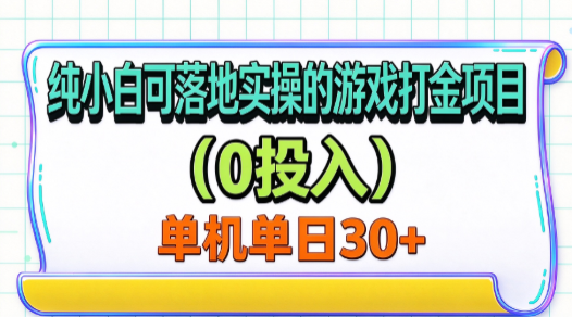 纯小白可落地实操的游戏打金项目(0投入)单机单号30+-翌晨科技网