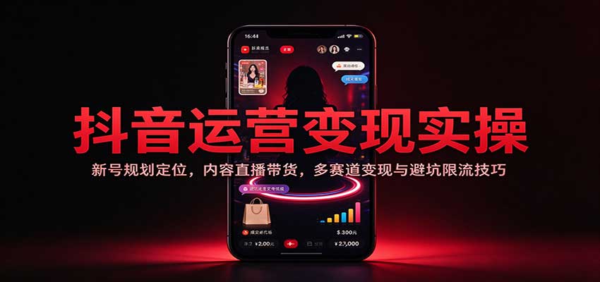 抖音运营变现实操：新号规划定位，内容直播带货，多赛道变现与避坑限流技巧-翌晨科技网