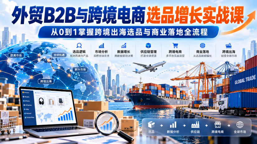 外贸B2B与跨境电商选品增长实战课，从0到1掌握跨境出海选品与商业落地全流程-翌晨科技网