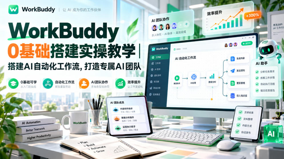 WorkBuddy 0基础搭建实操教学｜搭建AI自动化工作流，打造专属AI团队-翌晨科技网
