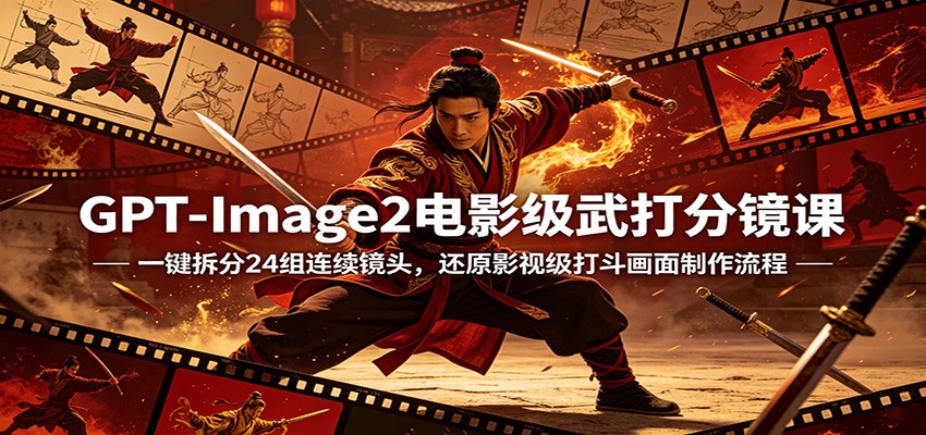 GPT-Image2电影级武打分镜课:一键拆分24组连续镜头,还原影视级打斗画面制作流程-翌晨科技网