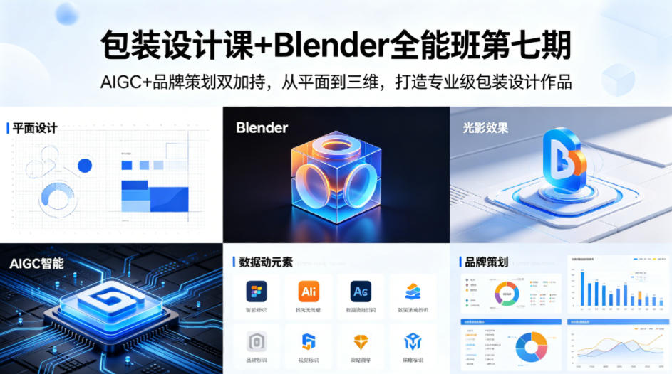 包装设计课+Blender全能班第七期，AIGC+品牌策划双加持，从平面到三维，打造专业级包装设计作品-翌晨科技网