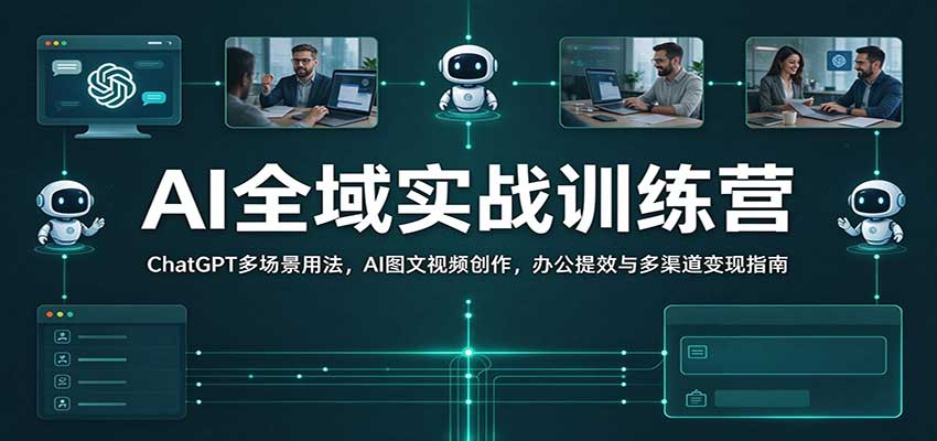 AI全域实战训练营：ChatGPT多场景用法，AI图文视频创作，办公提效与多渠道变现指南-翌晨科技网