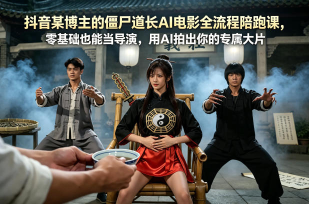 抖音某博主的僵尸道长AI电影全流程陪跑课，零基础也能当导演，用AI拍出你的专属大片-翌晨科技网