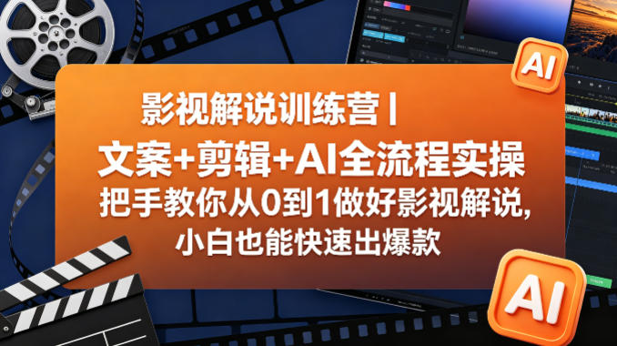 影视解说训练营｜文案+剪辑+AI全流程实操，把手教你从0到1做好影视解说，小白也能快速出爆款-翌晨科技网