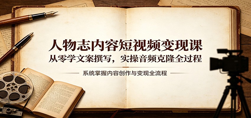 人物志内容短视频变现课：从零学文案撰写，实操音频克隆全过程-翌晨科技网
