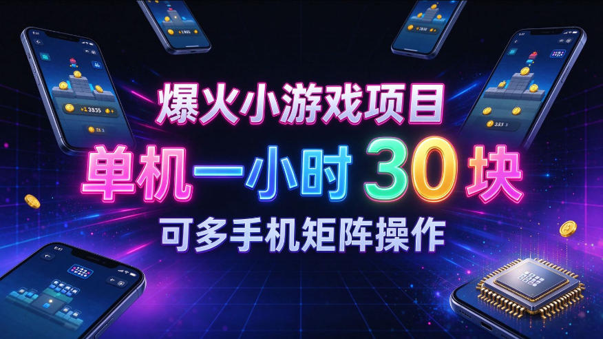 爆火小游戏撸金项目，实测单机一小时30+，可多手机矩阵操作，新手看完一遍就能上手【揭秘】-翌晨科技网