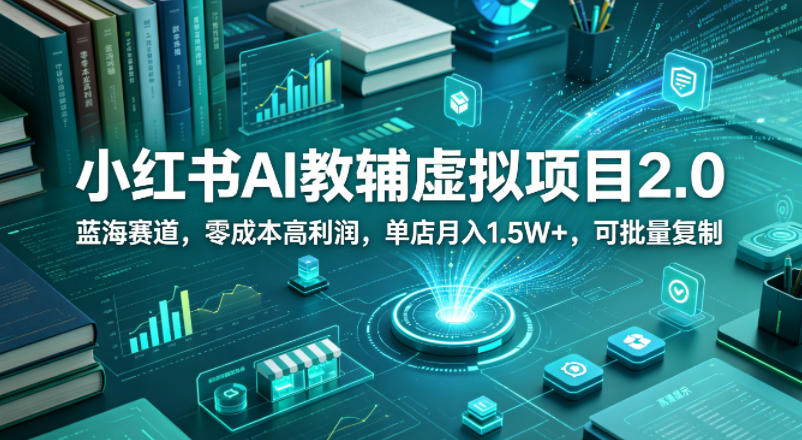 小红书AI教辅虚拟项目2.0，蓝海赛道，零成本高利润，单店月入1.5W+，可批量复制-翌晨科技网