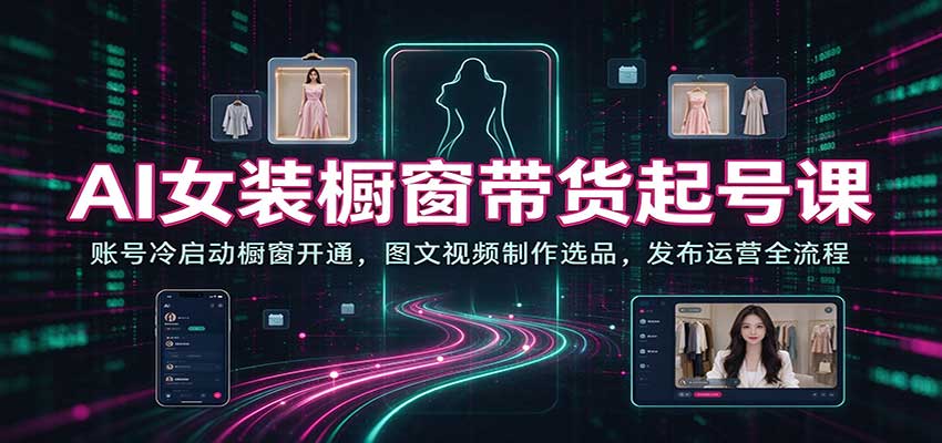 AI女装橱窗带货起号课:账号冷启动橱窗开通,图文视频制作选品,发布运营全流程-翌晨科技网