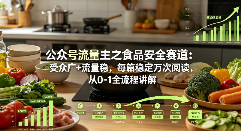 公众号流量主之食品安全赛道，受众广+流量稳，每篇作品稳定万次阅读，从0-1全流程讲解-翌晨科技网