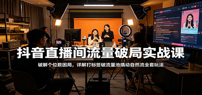 抖音直播间流量破局实战课：破解个位数困局，详解打标签破流量池撬动自然流全套玩法-翌晨科技网