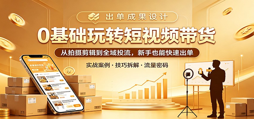 0基础玩转短视频带货：从拍摄剪辑到全域投流，新手也能快速出单-翌晨科技网