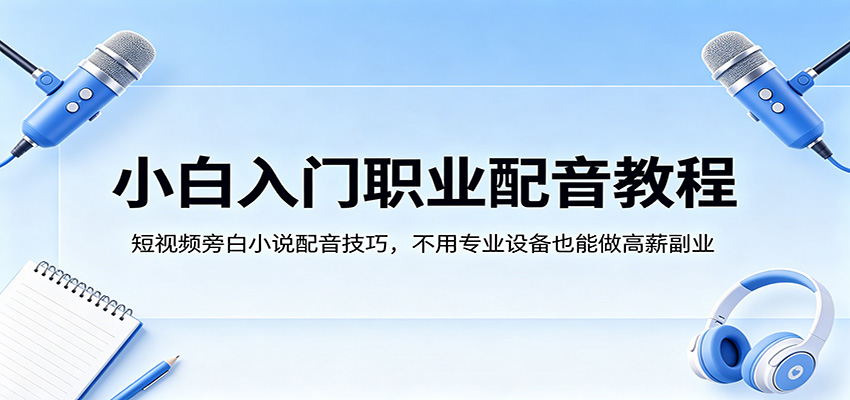 小白入门职业配音教程，短视频旁白小说配音技巧，不用专业设备也能做高薪副业-翌晨科技网
